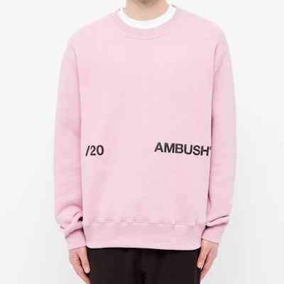 AMBUSH Pink Crewneck Sweatshirt Logo Pinggang 12112067 Shop AMBUSH Pink Crewneck Sweatshirt Logo Pinggang 12112067