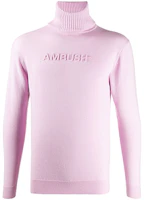 Ambush Pink Logo High-Neck Wool Sweater Unisex Pullover. 12112026PINK Ambush Pink Logo High-Neck Wool Sweater Unisex Pullover. 12112026PINK