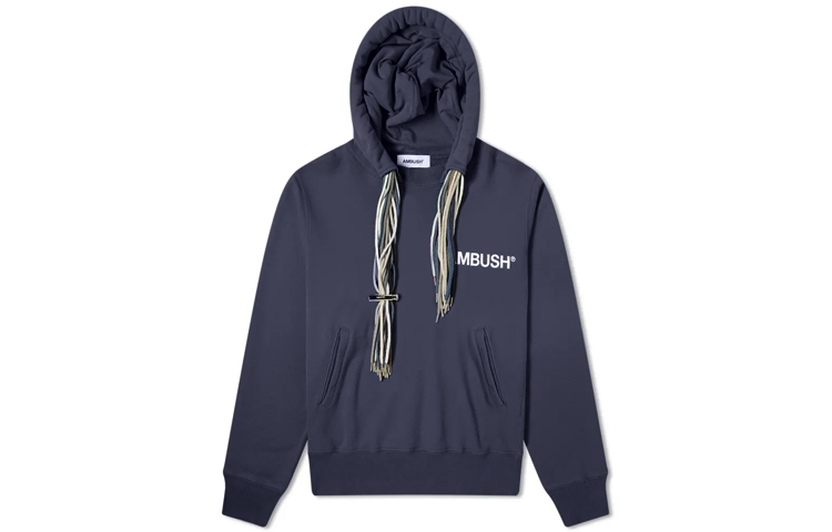 AMBUSH Ponytail Drawstring Pullover Hoodie Unisex Navy 12111845