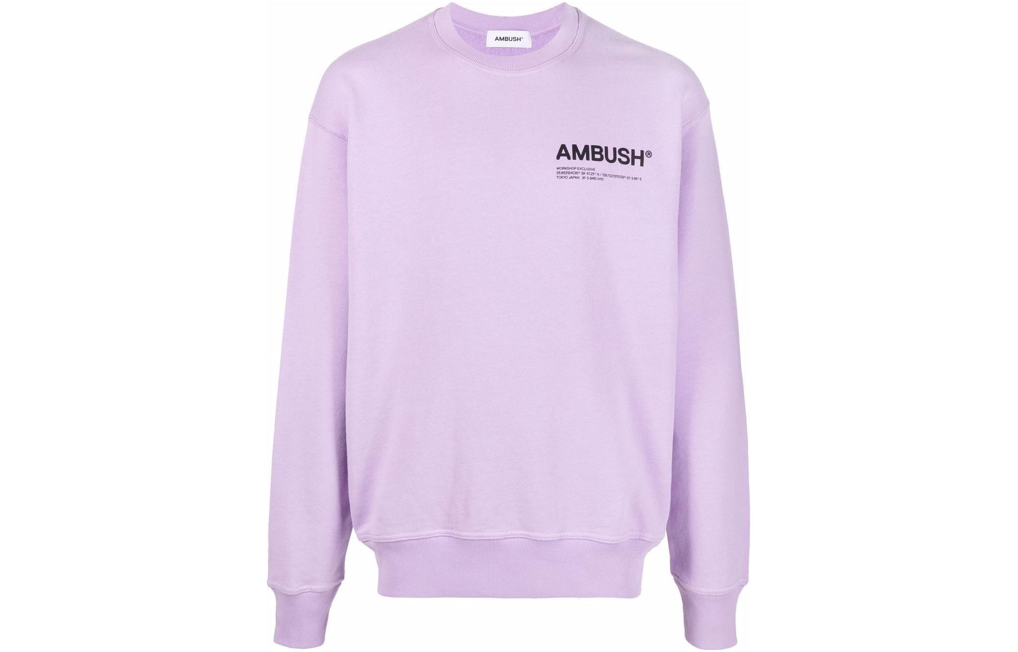 Ambush Purple Letter Print Crewneck Long Sleeve Sweatshirt Men BMBA021S22FLE0013610