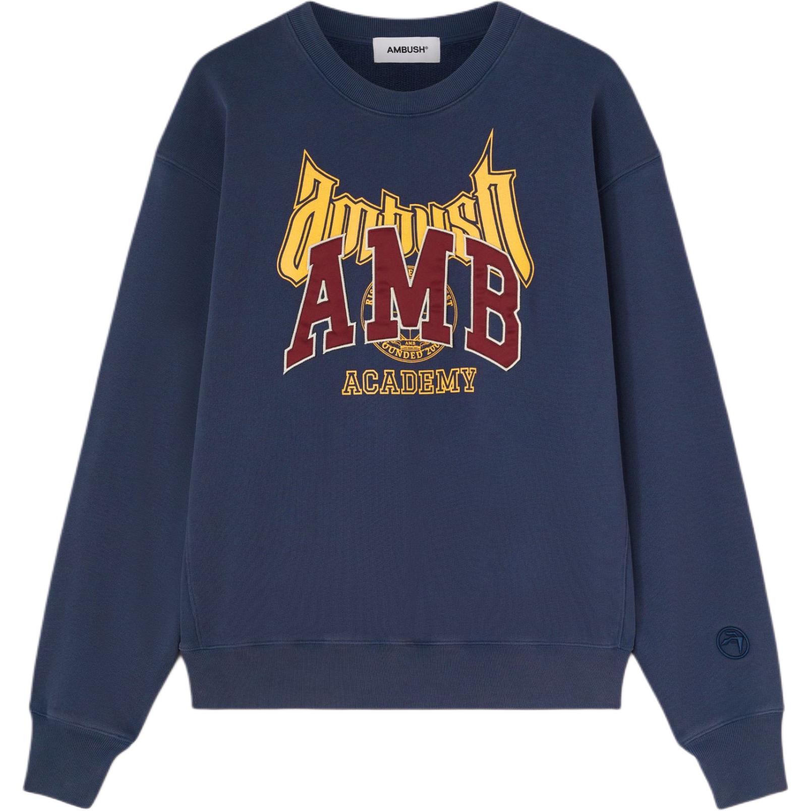 Ambush Retro Washed Logo Print Crewneck Sweatshirt Blue () BMBA006F24FLE0014528