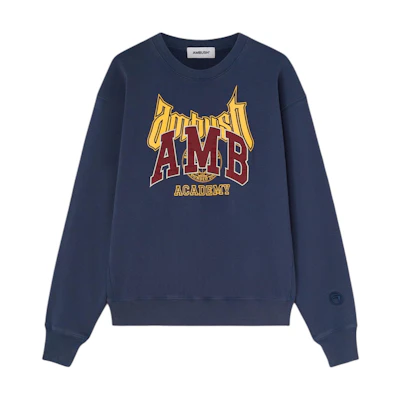 Ambush Retro Washed Logo Print Crewneck Sweatshirt Blue () BMBA006F24FLE0014528