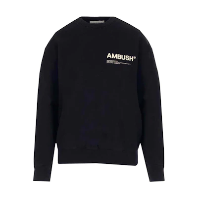 Ambush Solid Color Crewneck Printed Long Sleeve Sweatshirt Black () BMBA005F21FLE0011003Black