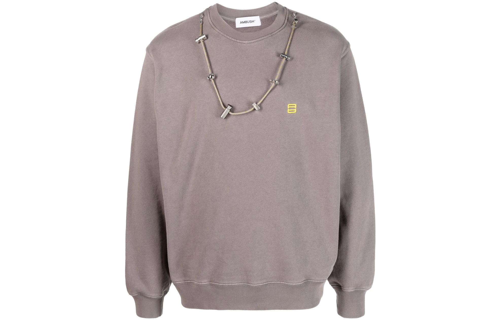Ambush Solid Color Crewneck Pullover Sweatshirt - Gray BMBA028S23FLE0010618
