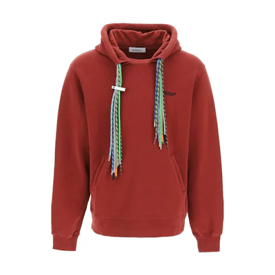 Ambush Solid Color Letter Hoodie Red Loose-Fit Long Sleeve 222902UFE0000012884