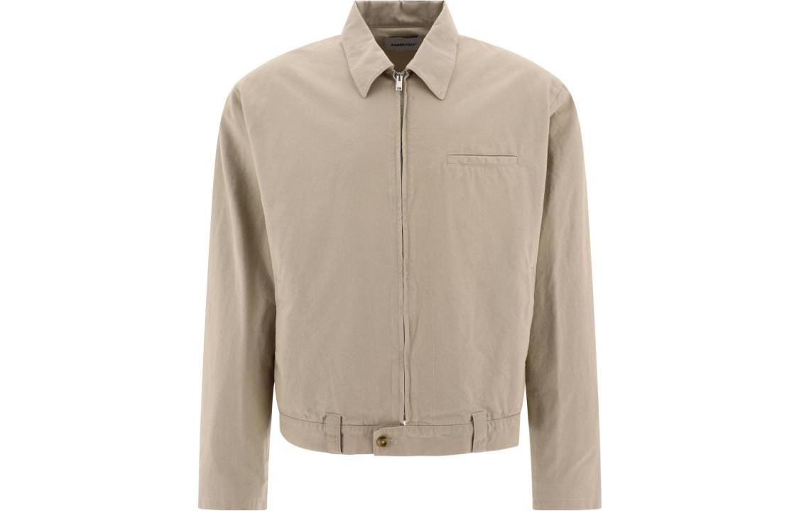 Ambush Solid Color Zipper Jacket Beige Long Sleeve Collared Outerwear BMEM006F23FAB0016200