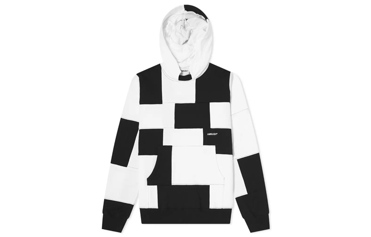 Order AMBUSH SS20 Hoodie Unisex Panel Kotak Geometris Hitam/Putih 12112062