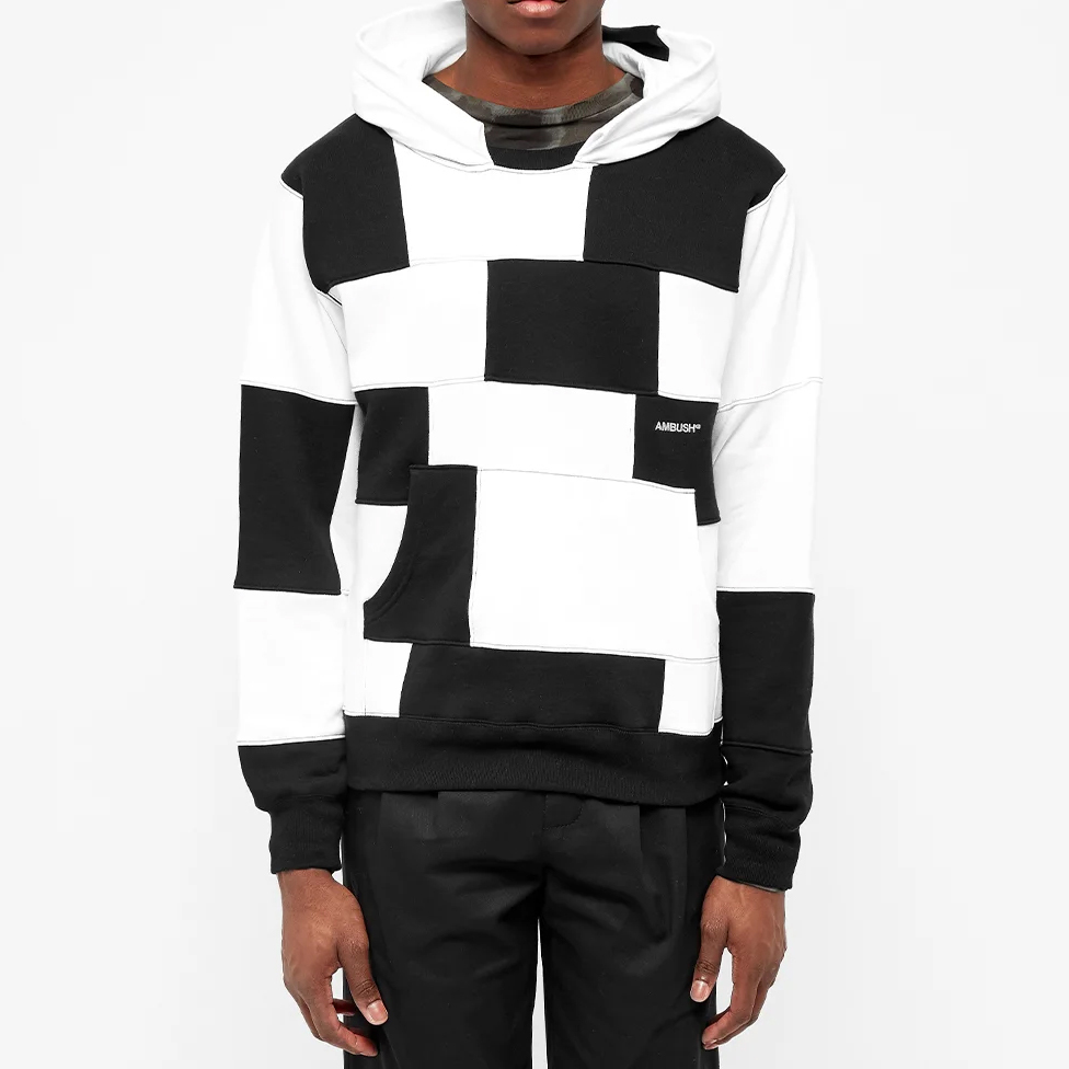 Lookbook AMBUSH SS20 Hoodie Unisex Panel Kotak Geometris Hitam/Putih 12112062