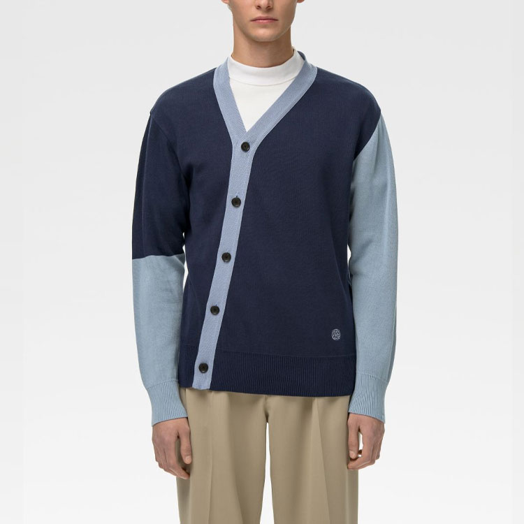 Shop AMBUSH SS21 Kardigan Asimetris Sweater Pria Biru BMHB003S21KNI0014640