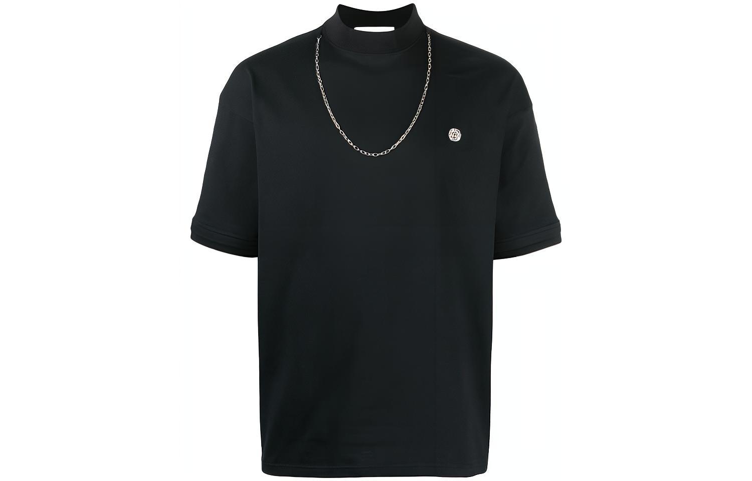 AMBUSH SS21 Black Logo Embroidered Chain Detail T-Shirt. BMAA010S21JER0011001
