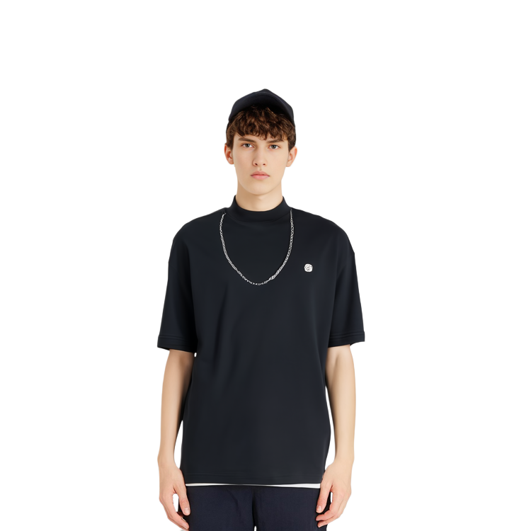 Sizing AMBUSH SS21 黑色刺绣logo链条细节T恤。 BMAA010S21JER0011001