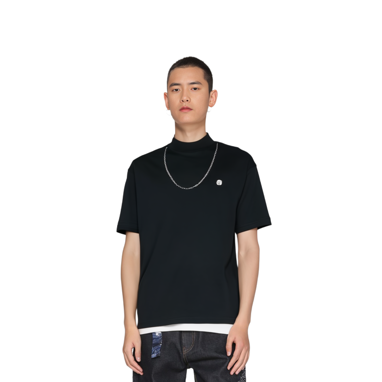 Cheap AMBUSH SS21 黑色刺绣logo链条细节T恤。 BMAA010S21JER0011001