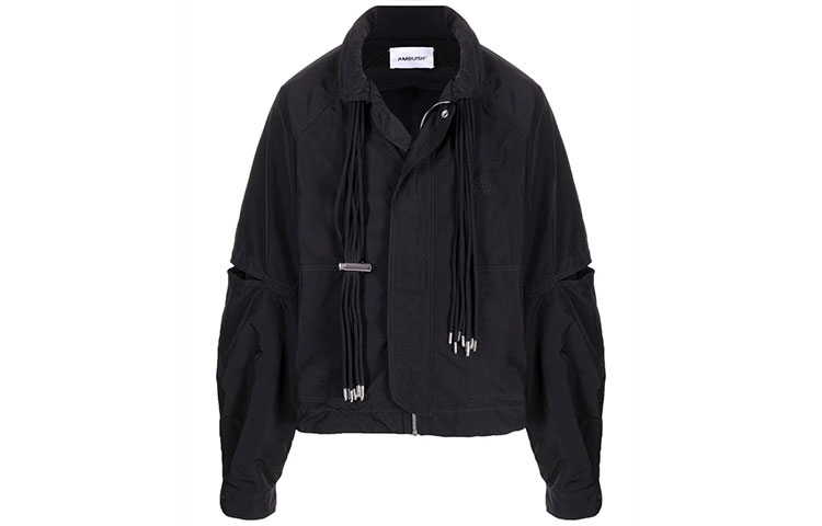 Ambush SS21 Black Nylon Drawstring Regular Collar Jacket BMEA008S21FAB0011010