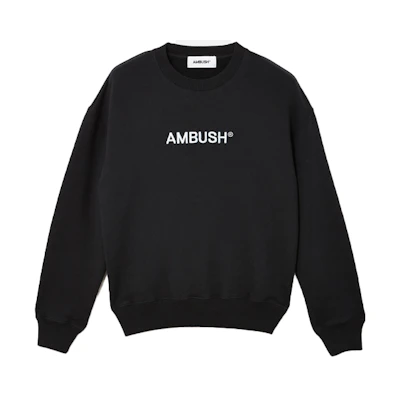 AMBUSH SS21 Black Oversized Letter Graphic Crewneck Sweatshirt BWBA005S21FLE0011040