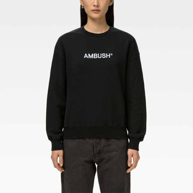 Shop Sudadera Negra Oversize Gráfica con Letras AMBUSH SS21 BWBA005S21FLE0011040
