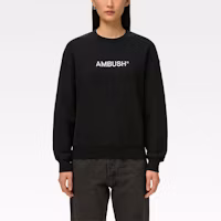 Shop AMBUSH 2021春夏 黑色字母寬鬆版型長袖上衣 BWBA005S21FLE0011040