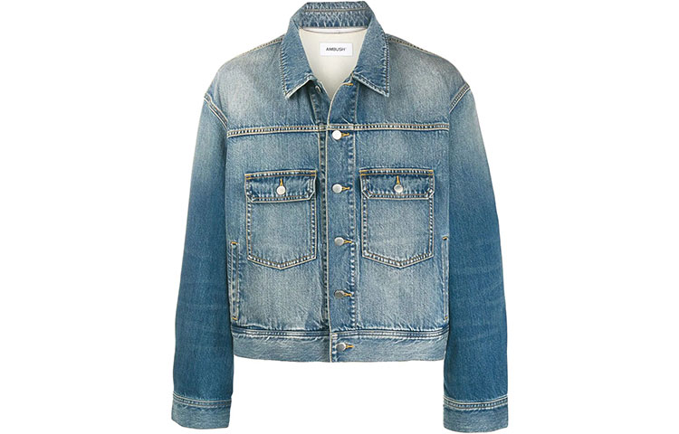 AMBUSH SS21 Blue Logo Crop Denim Jacket 12111796