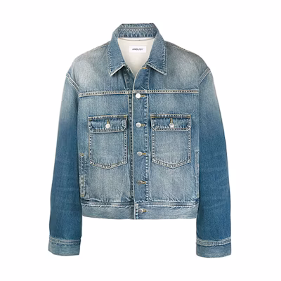 AMBUSH SS21 Blue Logo Crop Denim Jacket 12111796