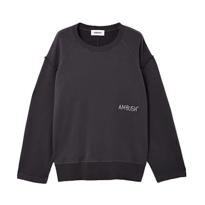 Ambush SS21 Distressed Crewneck Sweatshirt Black BMBA006S21FLE0010904