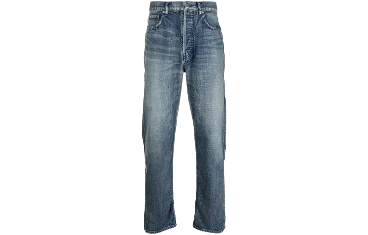 AMBUSH SS21 Distressed Straight Fit Denim Jeans Blue BMYA002S21DEN0014500