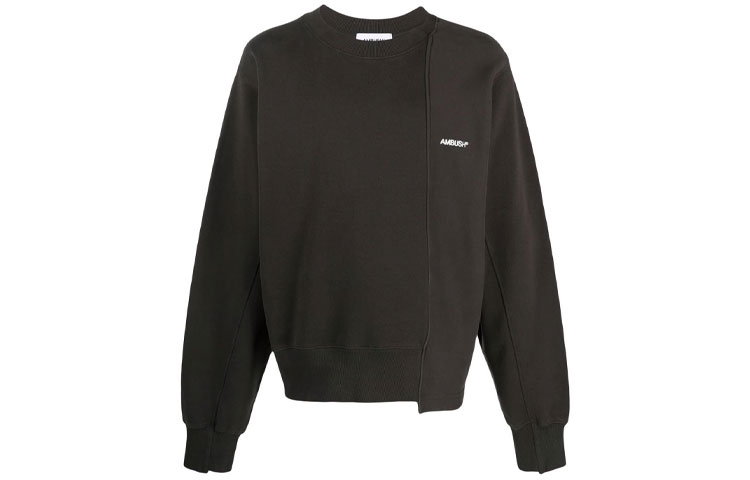 Order AMBUSH SS21 Sweatshirt Patchwork Logo Bordir Hitam Pria. BMBA003S21FLE0011040