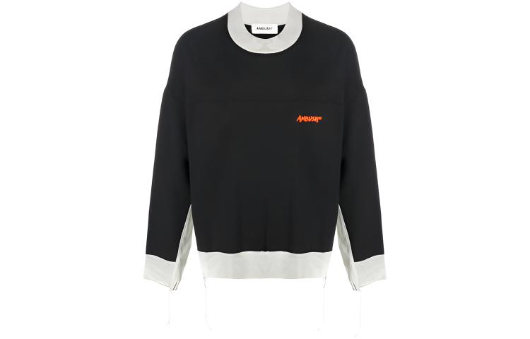 Ambush SS21 Logo Embroidered Raw Hem Sweatshirt Black - Style BMBA002F20FLE001