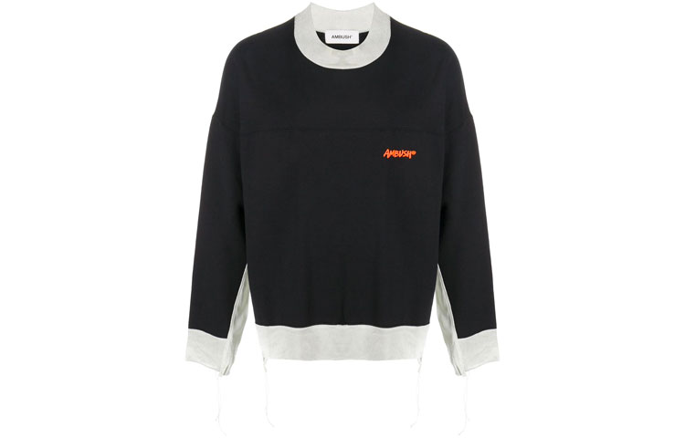 Order Ambush SS21 刺繡標誌毛邊黑色衛衣 - 時尚款式 BMBA002F20FLE001