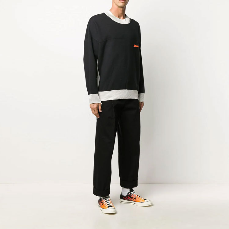 Lookbook Ambush SS21 刺繡標誌毛邊黑色衛衣 - 時尚款式 BMBA002F20FLE001