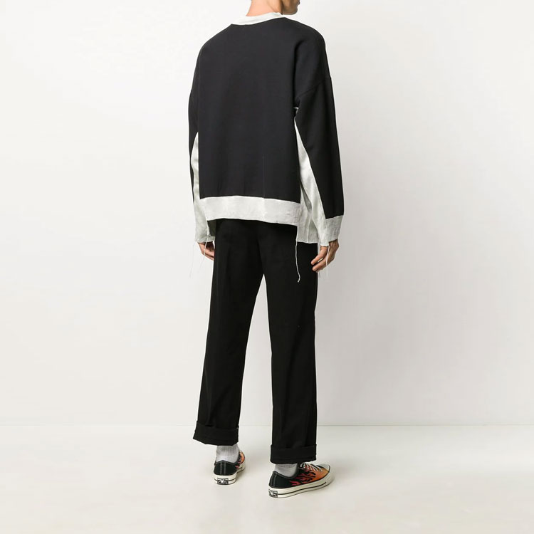 Shop Ambush SS21 刺繡標誌毛邊黑色衛衣 - 時尚款式 BMBA002F20FLE001