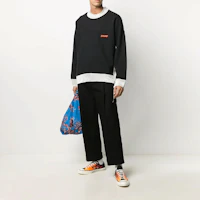 Purchase Ambush SS21 刺繡標誌毛邊黑色衛衣 - 時尚款式 BMBA002F20FLE001