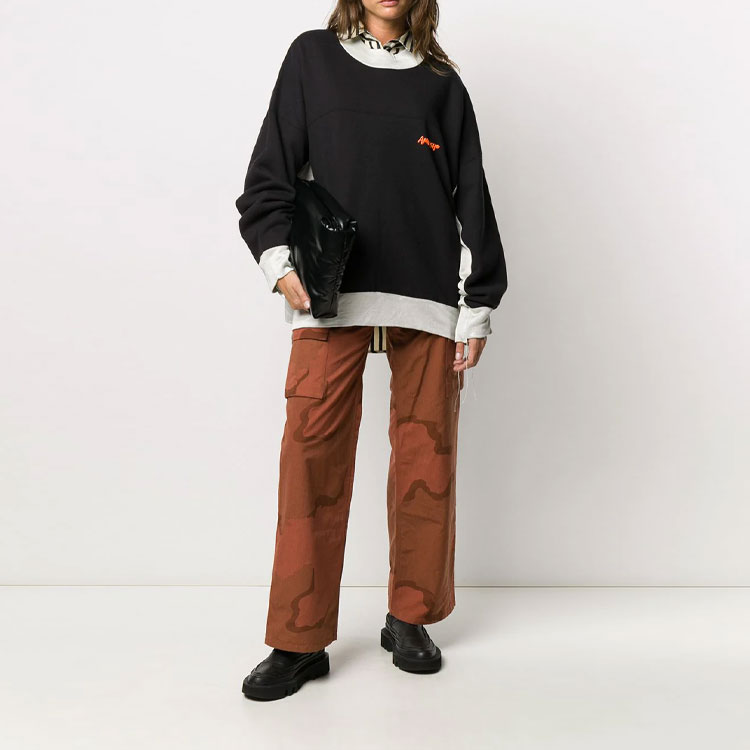 Details for Ambush SS21 刺繡標誌毛邊黑色衛衣 - 時尚款式 BMBA002F20FLE001