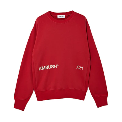 Ambush SS21 Logo Print Crewneck Sweatshirt Unisex Red BMBA005S21FLE0012503