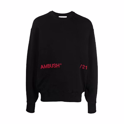 AMBUSH SS21 Logo Printed Black Unisex Long Sleeve Sweatshirt. BMBA005S21FLE0011025