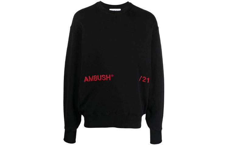 Order AMBUSH SS21 黑色長袖印花Logo男女款衛衣。 BMBA005S21FLE0011025