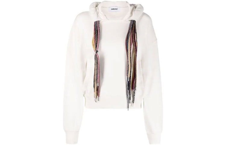 Ambush SS21 Multi-Drawstring Solid White Hoodie Fit White BWBB004S21FLE0010304
