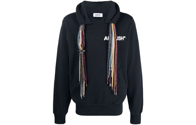AMBUSH SS21 Multi-Strand Knotted Hoodie Navy Blue. BMBB003S21FLE0014504
