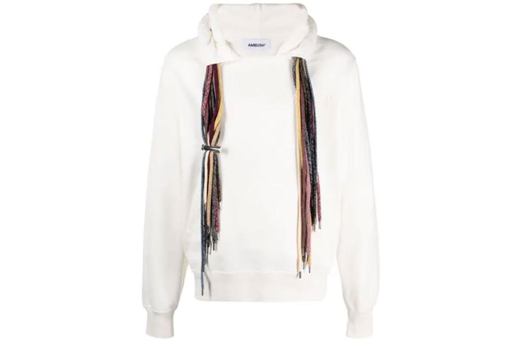 Ambush SS21 Multi-Strand Knotted Hoodie White BMBB003S21FLE0010304