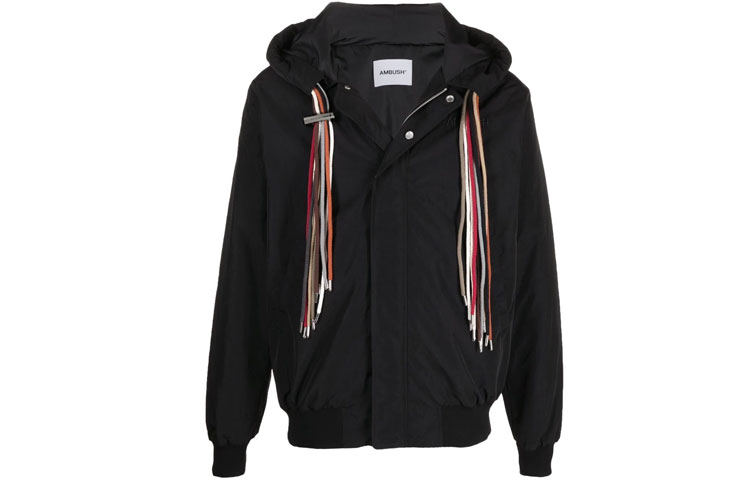Ambush SS21 Nylon Rope Knot Hooded Jacket Black BMEB001S21FAB0011010