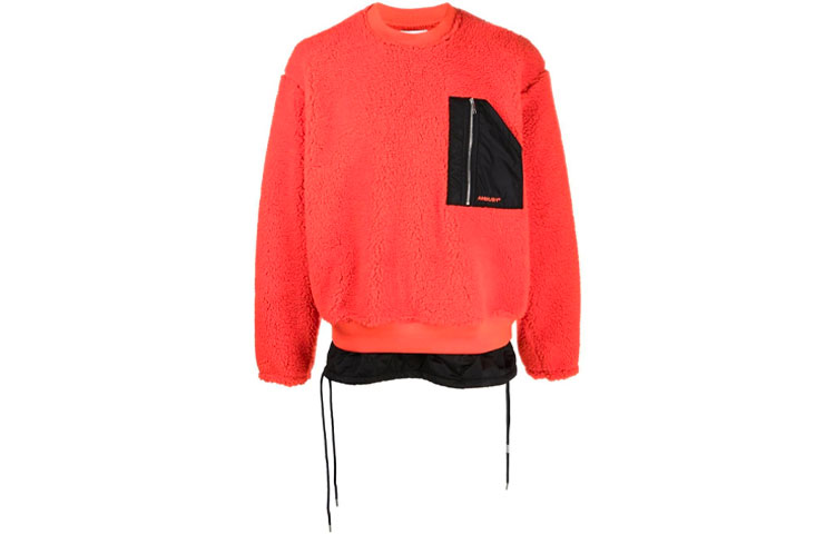 Ambush SS21 Orange Crewneck Pullover Sweatshirt with Pocket Zipper (Men) BMEA013F21FAB0012222