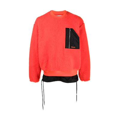 Ambush SS21 Orange Crewneck Pullover Sweatshirt with Pocket Zipper (Men) BMEA013F21FAB0012222