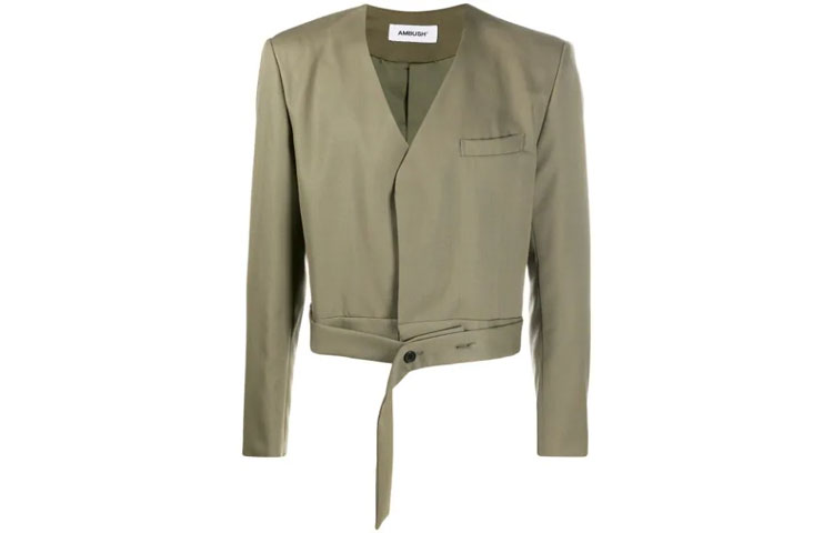 Ambush SS21 Single-Breasted Belted Jacket Green 12111787