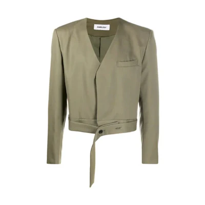 Ambush SS21 Single-Breasted Belted Jacket Green 12111787