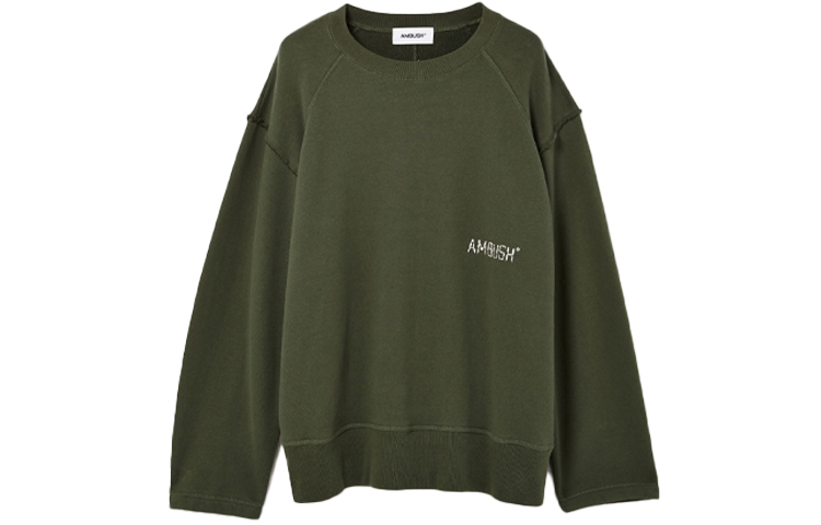 Ambush SS21 Solid Color Frayed Crewneck Sweatshirt Green () BMBA006S21FLE0015704