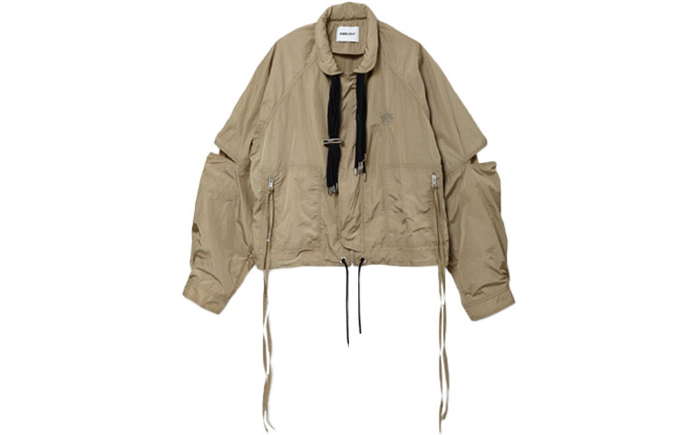 Ambush SS21 Solid Drawstring Nylon Jacket Khaki - BMEA008S21FAB0016161