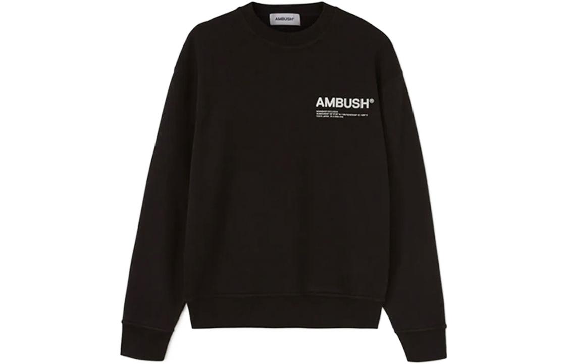 Ambush SS22 Black Crewneck Logo Fleece Sweatshirt Long Sleeve BMBA021S22FLE0011002