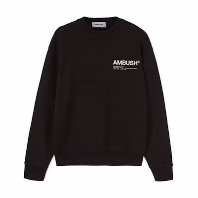 Ambush SS22 Black Crewneck Logo Fleece Sweatshirt Long Sleeve BMBA021S22FLE0011002