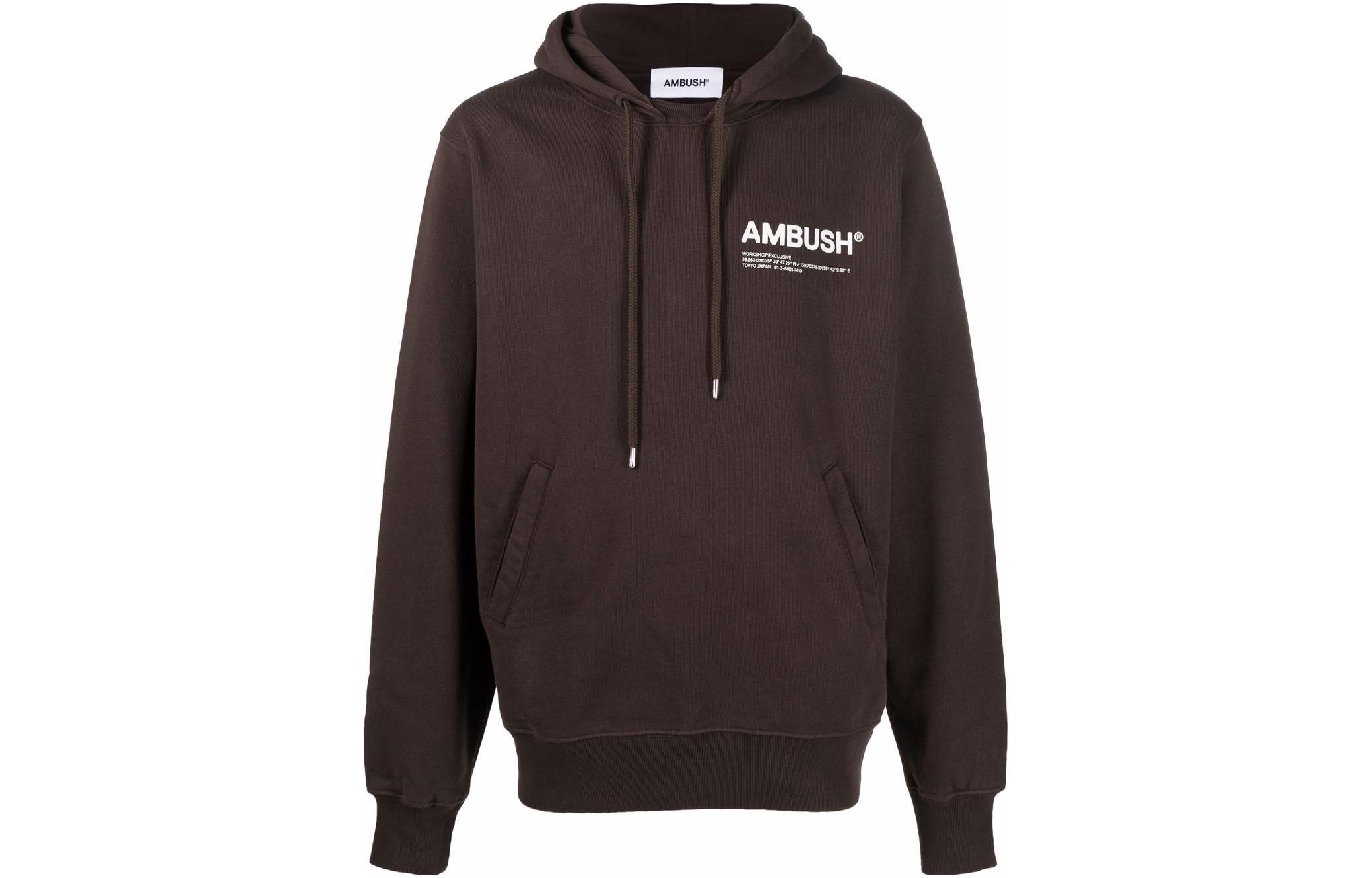 Ambush SS22 Letter Print Pullover Hoodie Men Red Brown BMBB012S22FLE0016410