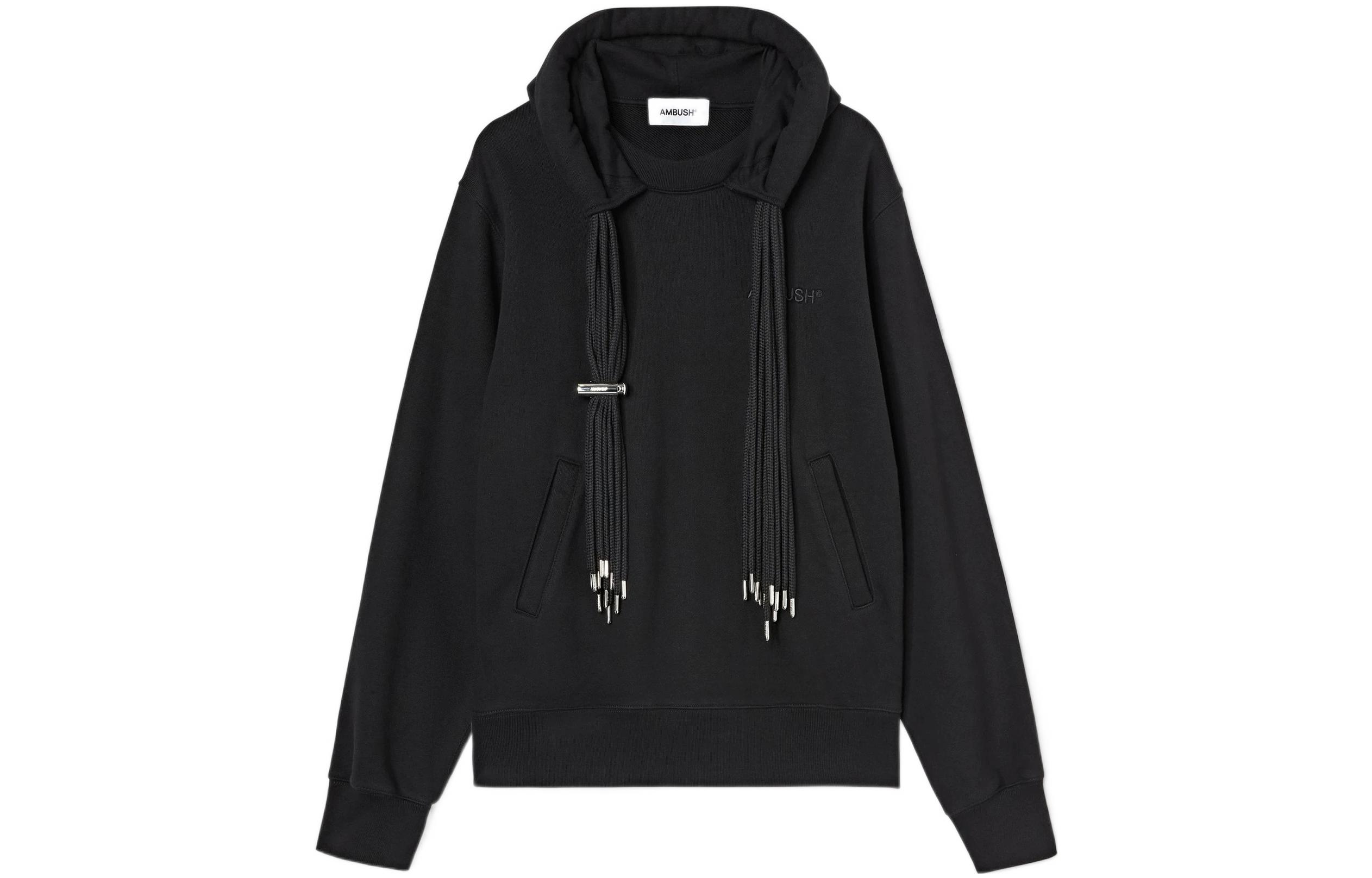 Ambush SS22 Multi-Drawstring Solid Color Pullover Hoodie Black Hoodie BMBB003S22FLE0011010