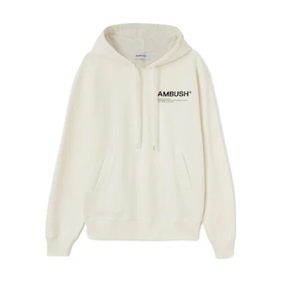 Ambush SS22 White Hoodie with Logo Print for Men BMBB012S22FLE0010210