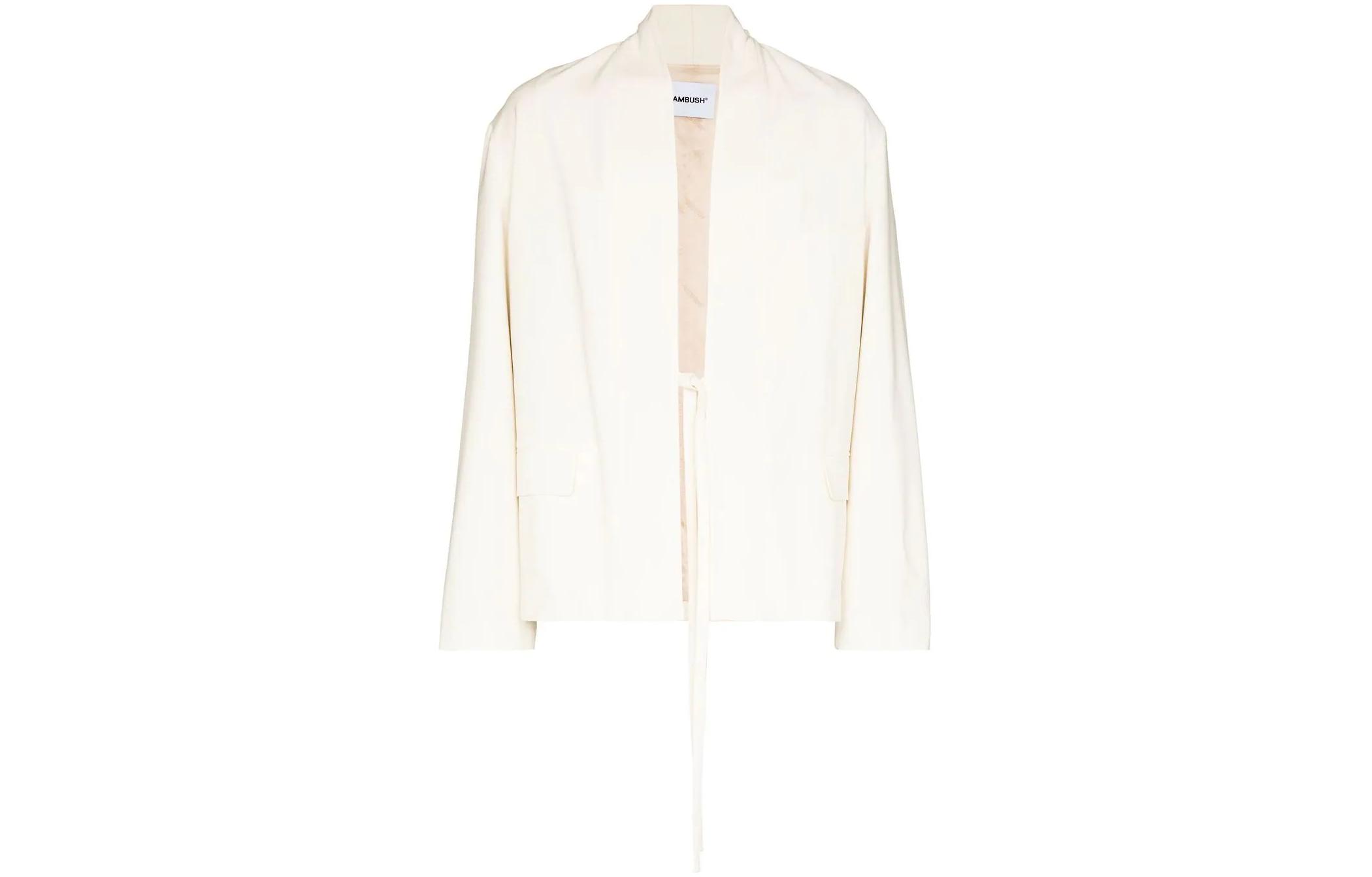Ambush SS22 White Solid Front-Tie Casual Jacket BMEN021S22FAB0010100